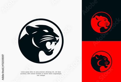 silhouette panther head vector logo design template