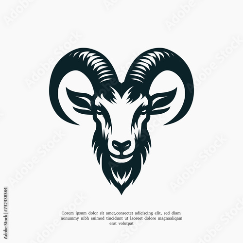 silhouette goat head vector logo design template