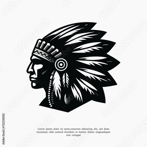 silhouette native indian apache logo design template