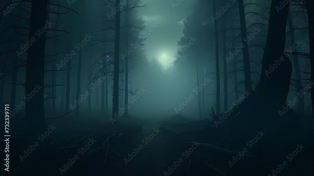 Obraz premium Forest landscape, exotic foggy forest