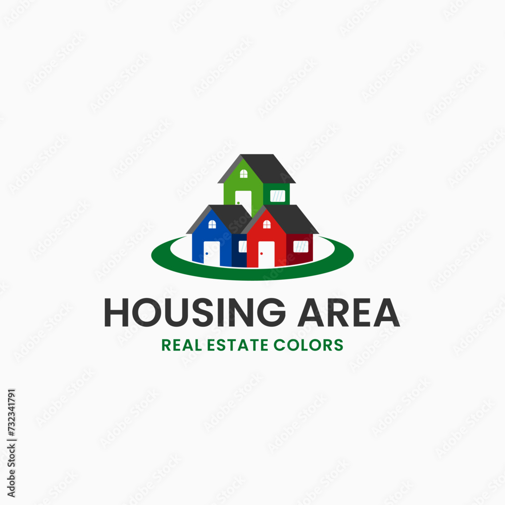 Colorful Housing Area,Creative Vector Template Element Construction Architecture Real Estate Logo Design
