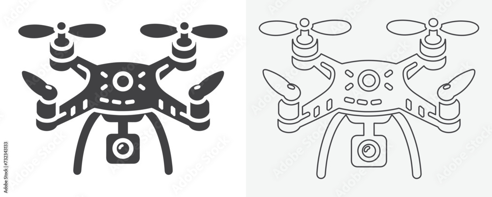 Fototapeta premium Drone black icon. Vector drone icon black design. drone icon symbol design drone icon or logo isolated sign symbol vector illustration black drone on white background vector art