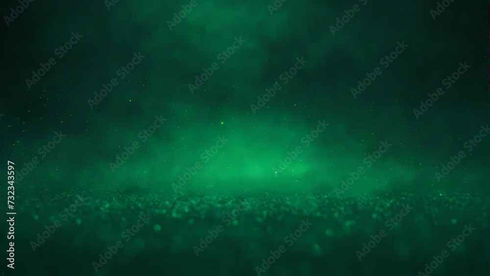 Deep Forest Green Glowing Grainy Gradient Background Noise Bokeh Texture for Webpage Header or Banner Design.