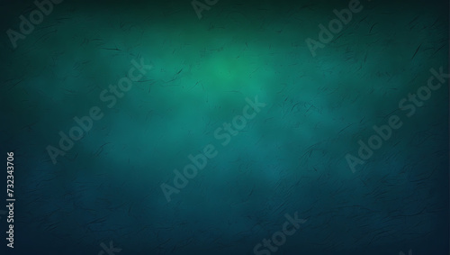 Dark green blue glowing grainy gradient background noise grunge texture backdrop webpage header banner design. photo