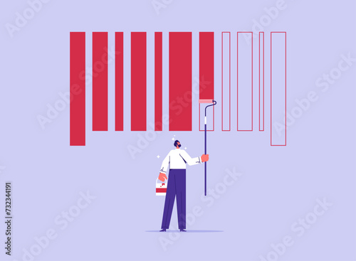 Company identity or build your personal brand concept, trademark promotion, businessman Painting bar code, brand design creation process