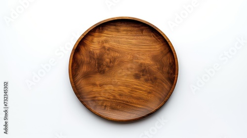 wooden plate isolated on a white background