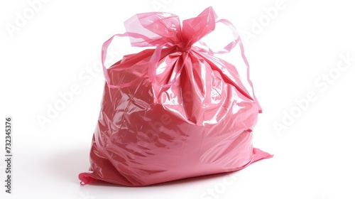 pink plastic bag isolated on a white background