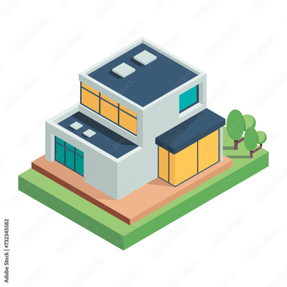 Houses Buildings Isometric Icon Houses Buildings Isometric Icon