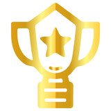 Winning award golden gradients metallic. Trophy cup icon paper cut vector illustration