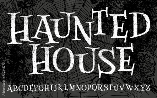 Halloween Font. Haunted, creepy and scary typeface with a rough print texture.