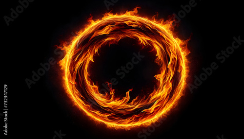 A vivid and swirling inferno circle, set against a pure black background, ideal for themes of passion, danger, or energy.
Generative AI. photo