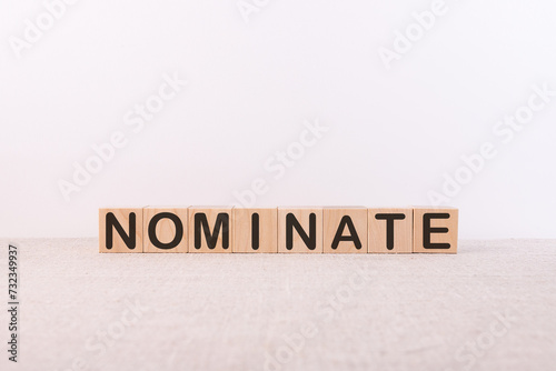 NOMINATE word made from building blocks on a white background