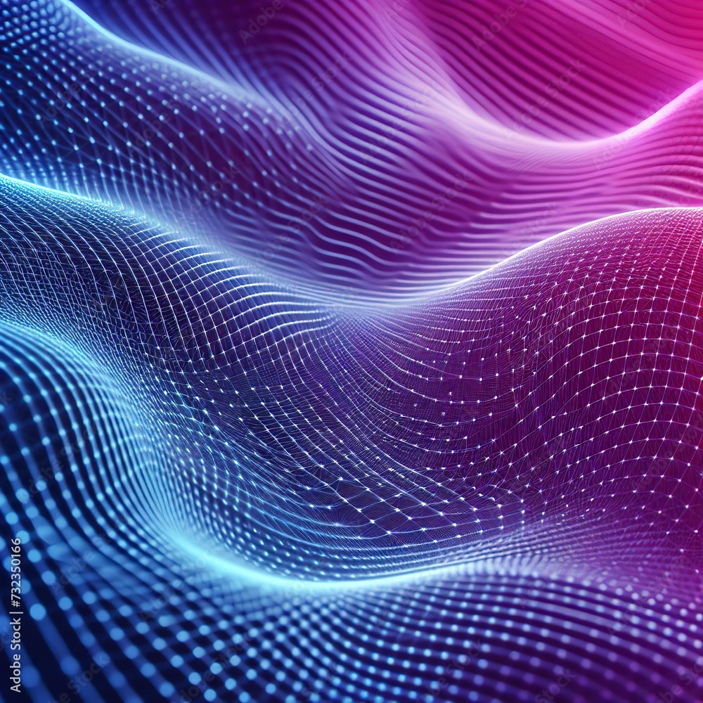 mesh wave structure curve background purple and blue gradient macro image 3d illustration