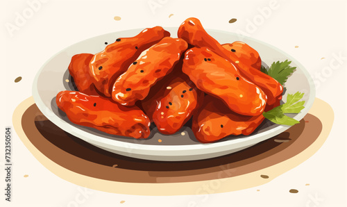 Grilled chicken wings vector flat minimalistic isolated illustration