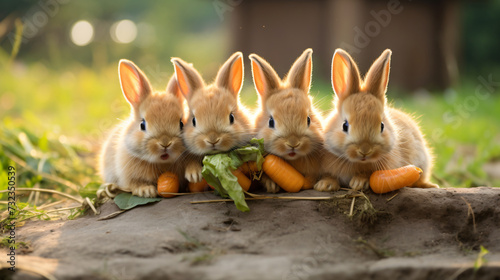 group of adorable rabbit