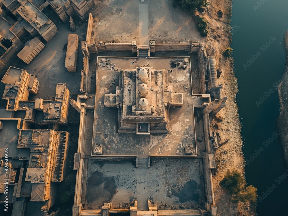 Bird's-eye view of a heritage site with cultural significance