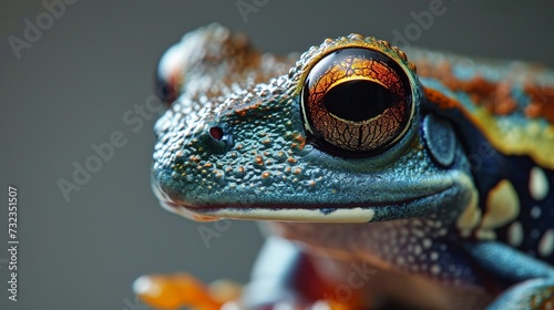 Vibrant Close-Up Shot of an Exotic Frog Revealing Intricate Textures and Patterns