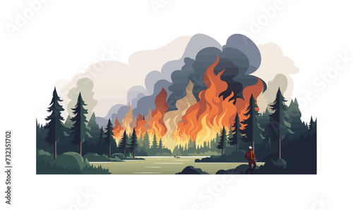 wildfires vector flat minimalistic isolated illustration