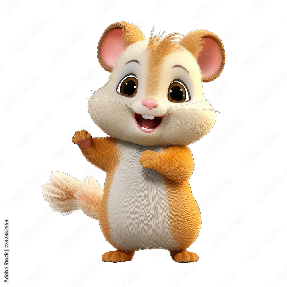 Hamster cartoon character on transparent Background