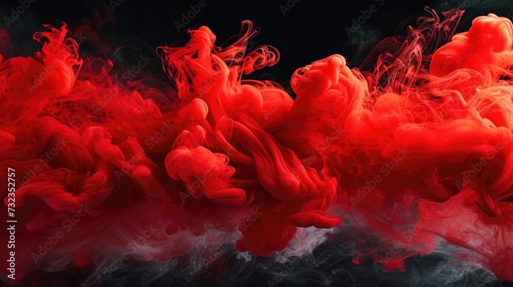 Obraz premium Abstract red and black smoke swirls on a dark background.