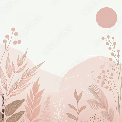 Minimal nature background in boho style with copy space for design