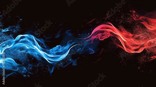 Abstract Blue and Red Smoke Wave