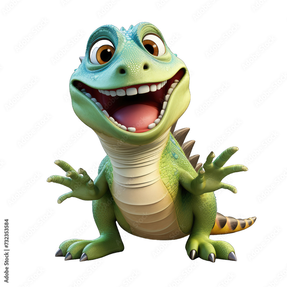 Fototapeta premium Iguana cartoon character on transparent Background