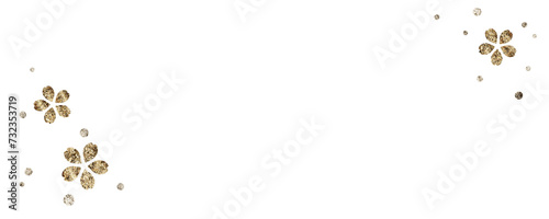 かわいい金ラメの桜の花と白背景のバナー、ヘッダーデザイン