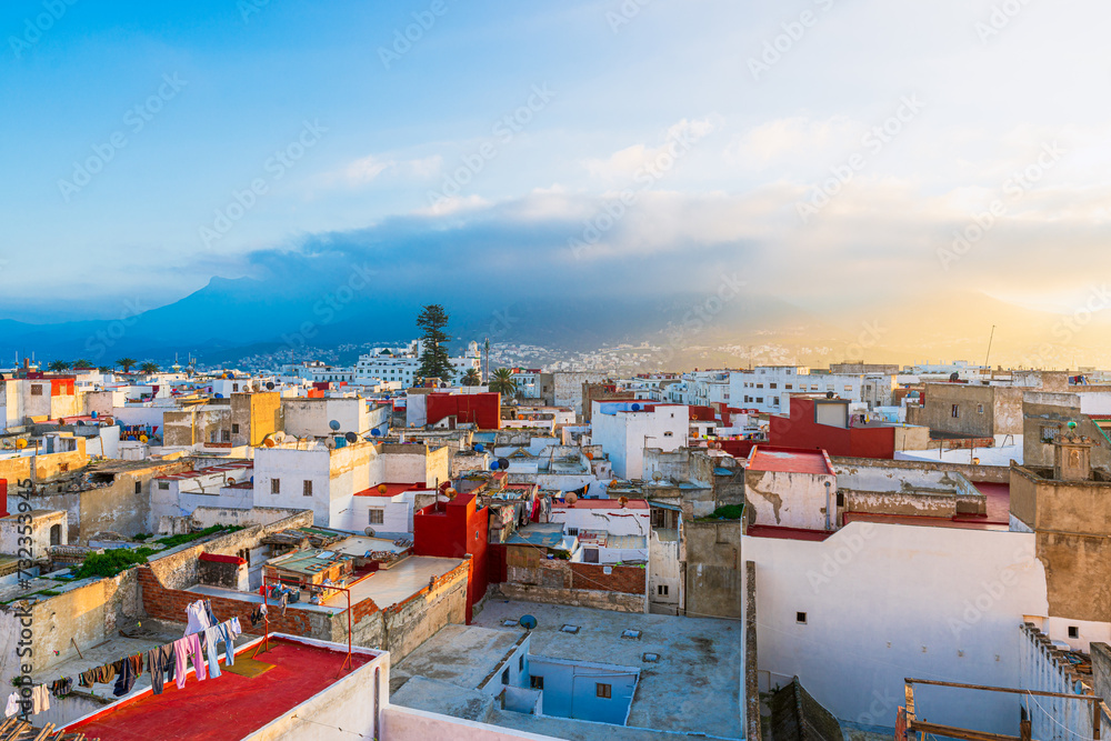 Panoramic view of the city at sunset, Tetouan, Morocco, North Africa