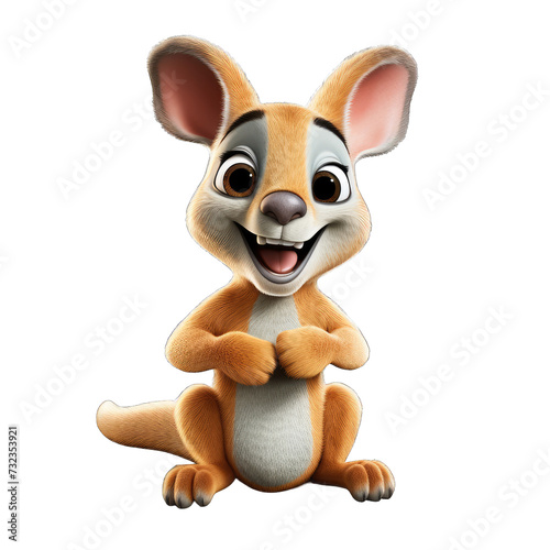 Kangaroo cartoon character on transparent Background