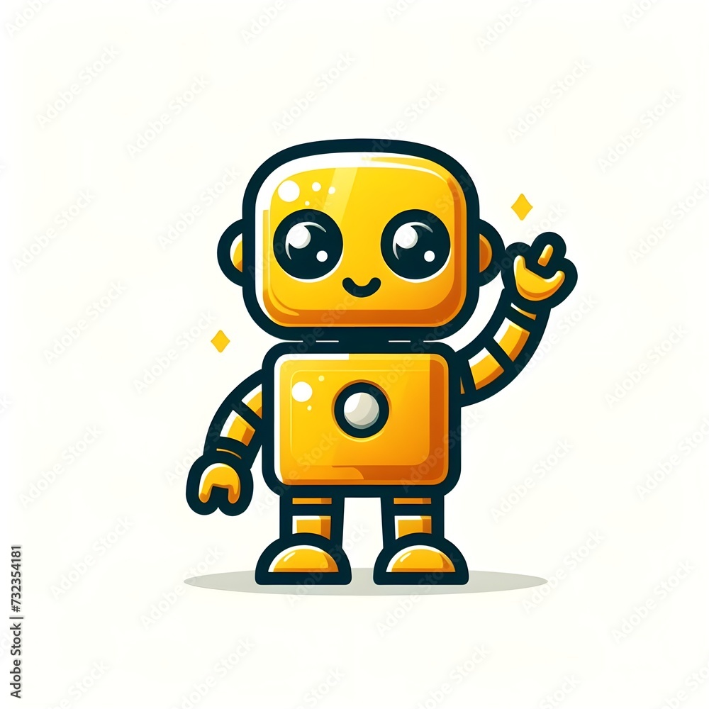 Very cute yellow robot vector.
