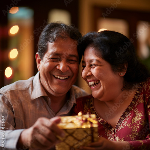 Photo of parents happy after receiving a gift