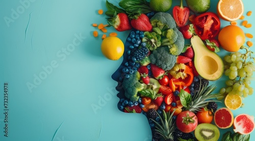 A nourishing lifestyle: fruits and vegetables, diet, proper nutrition and healthy habits to enhance vitality, well-being and longevity in everyday life photo