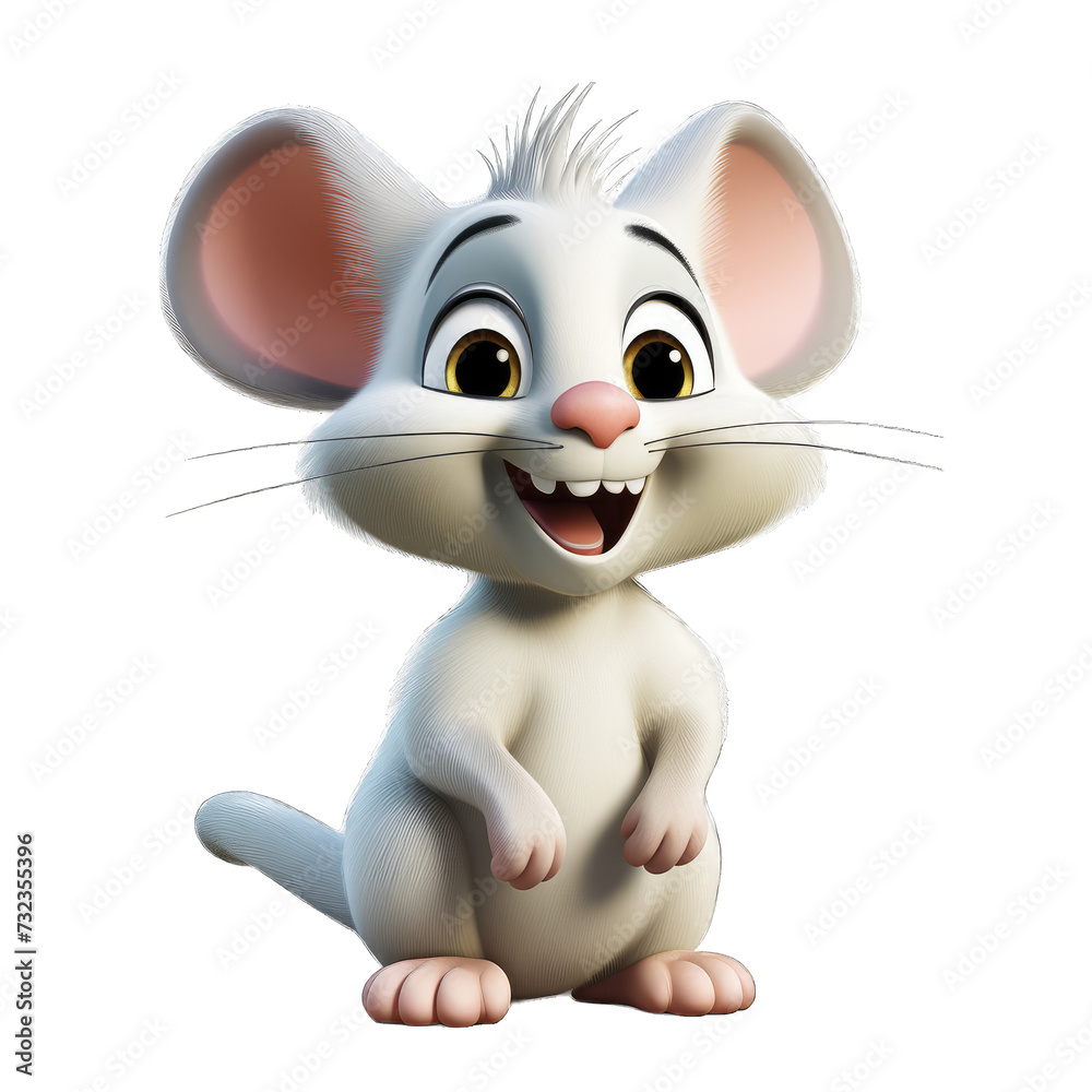 Mouse cartoon character on transparent Background