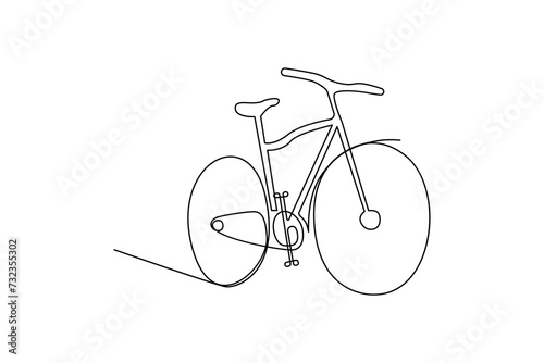 Single-line continuous bicycle drawing vector art and one-line outline bicycle illustration
