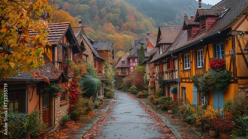 Vibrant historic timber-framed homes in one of France's most picturesque villages. photo