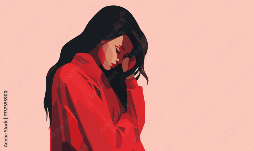 sad woman vector flat minimalistic isolated illustration sad woman vector flat minimalistic isolated illustration
