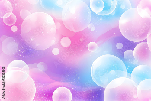 Abstract Pink and Blue Bubbles Background with Sparkles