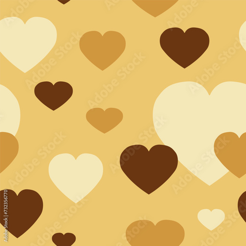 Seamless pattern hearts yellow broun