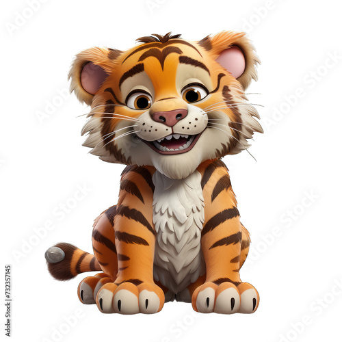 Tiger cartoon character on transparent Background