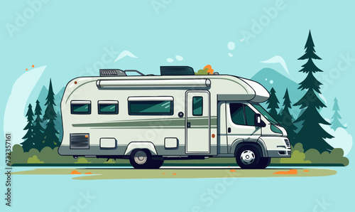 Wallpaper Mural recreational vehicle vector flat minimalistic isolated illustration Torontodigital.ca