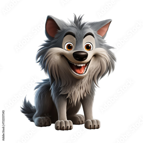 Wolf cartoon character on transparent Background