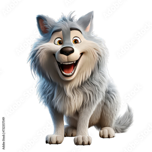 Wolf cartoon character on transparent Background