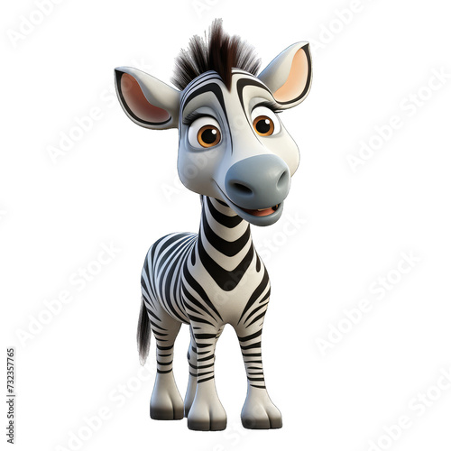 Zebra cartoon character on transparent Background