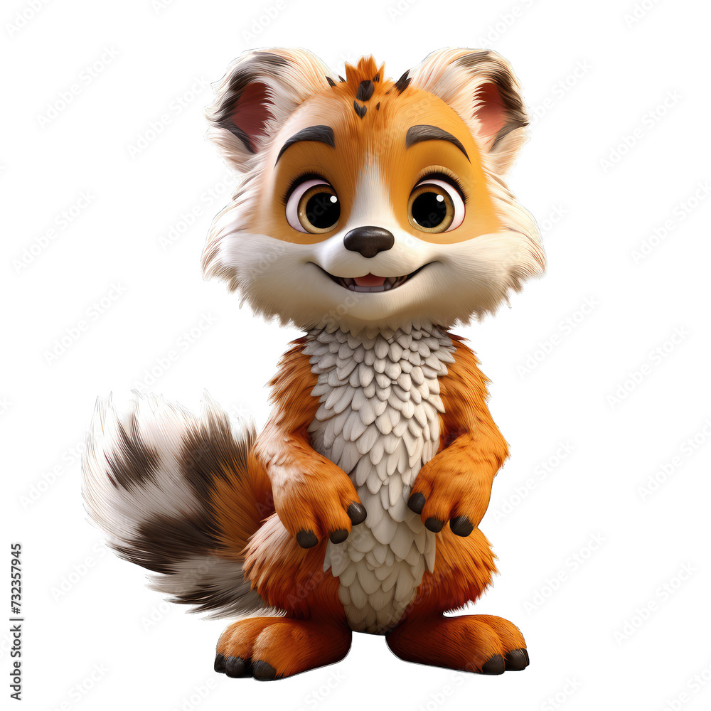 animal cartoon character on transparent Background