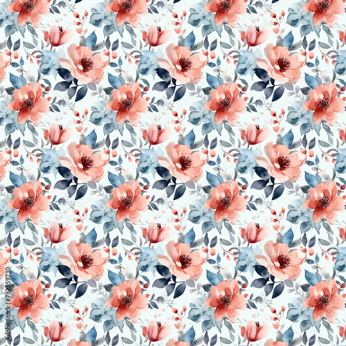 Floral Watercolor Seamless Pattern, Texture, Design,  Minimal Flowers, Flower pattern