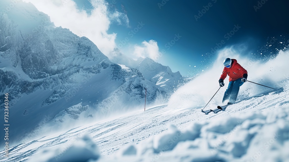 Alpine Skiing Adventure in the Mountains