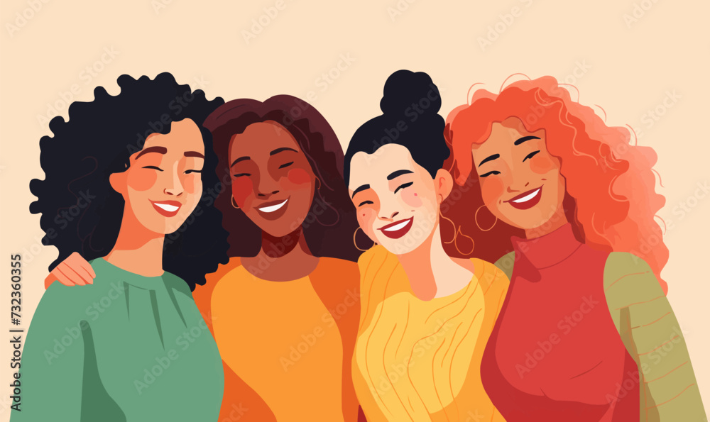 multicultural diverse group of women friends smiling happy vector illustration multicultural diverse group of women friends smiling happy vector illustration