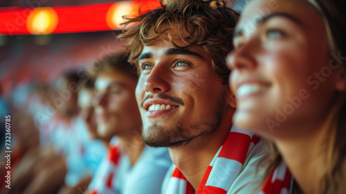 Croatian football soccer fans in a stadium supporting the national team, Kockasti  © PixelGallery