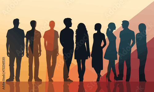 woman man silhouette cultural multiracial equality diversity people empowerment tolerance discrimination human vector illustration